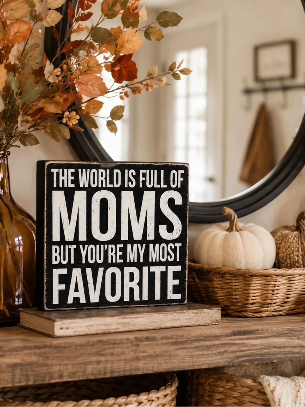 Quill To Paper Favorite Mom Wood Block Sign Farmhouse Shelf Sitter Rustic Decor